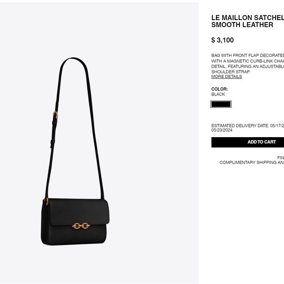 YSL crossbody bag with adjustable strap and magnetic curb-link closure - Picture 2 of 2